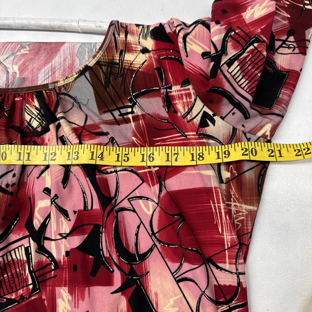 Investments XL Abstract Knit Top Artsy Career Chic Boho Office 3/4 Sleeve - Picture 4 of 6